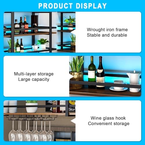 DSVONAUS Wall-Mounted Wine Rack with LED Light 3 Tier