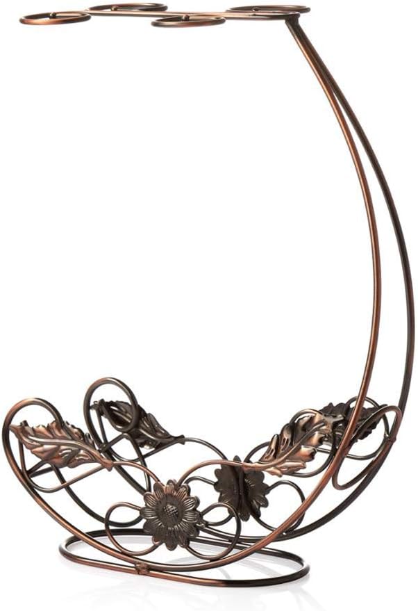 Copper Wine Rack Hanging Glass Holder Bar Stand 1