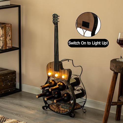 Vintiquewise Guitar Shape 5-Bottle Wine Rack
