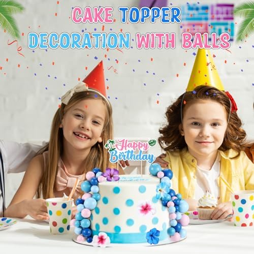 Zeyune 61 Pcs Pink Blue Cake Topper with Balls