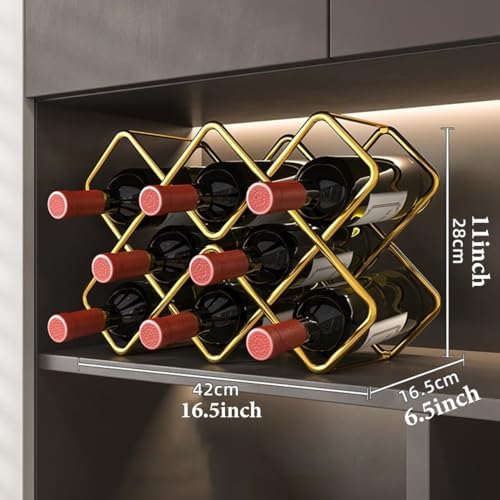 HAWEWE 8-Bottle Freestanding Wine Rack with Geometric Design