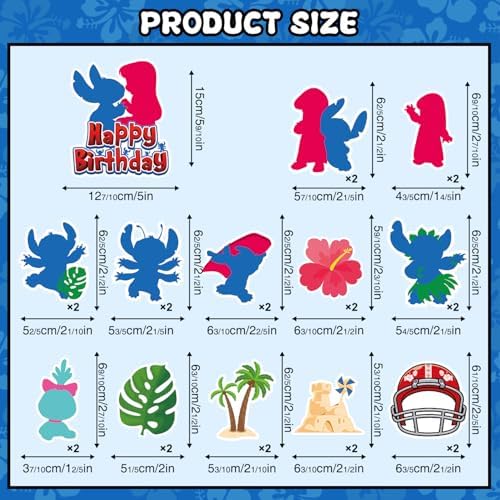 25 Pack Blue Cartoon Birthday Cake Toppers for Youth Parties 1