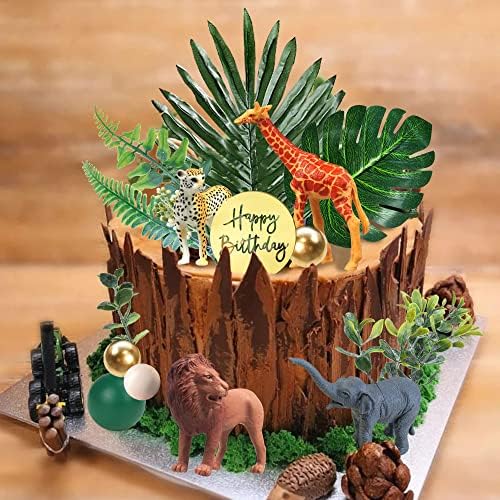 DRWATE 27PCS Jungle Animal Cake Toppers Decorations
