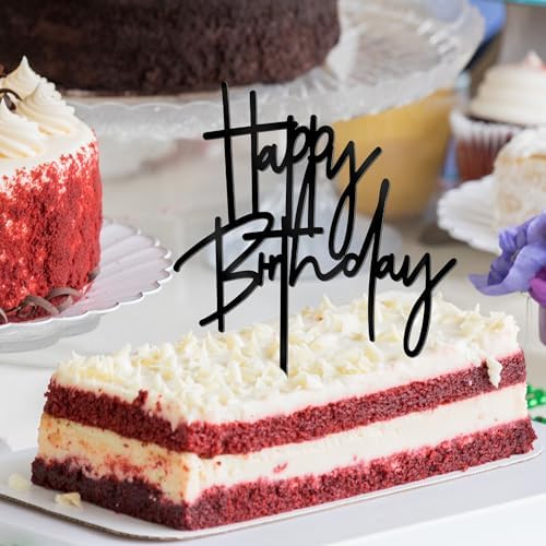 1 PCS Black Happy Birthday Cake Topper 53x72 Inch Acrylic Sign