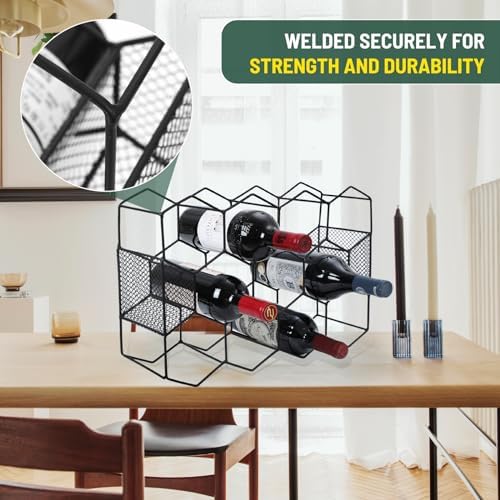 KFN 14 Bottle Tabletop Wine Rack Modern Black Metal 3 Tier