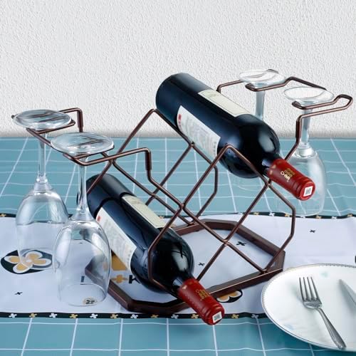 XUCHUAN 5-Bottle Copper Wine Racks Countertop Holder
