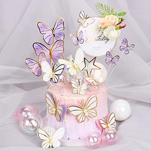 BEAIMUXI 24PCS Bubble Pearl Cake Toppers DIY Decor