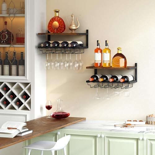 Gewudraw 2 Tiers Wall Mounted Wine Rack