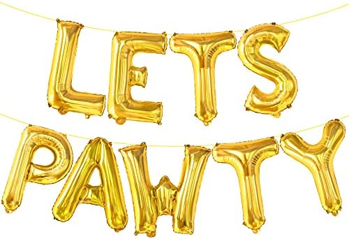 KatchOn Lets Pawty Balloons Gold 16 Inch Decor Set