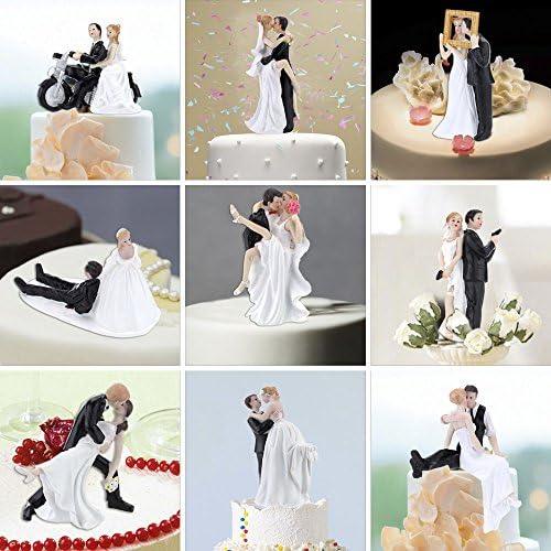 Anself Synthetic Resin Groom Bride Wedding Cake Topper
