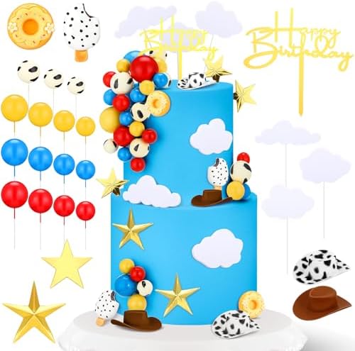 GlikCeil 57 Pcs Cartoon Cow Cake Topper Kit
