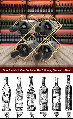 DreamiDeco 6-Bottle Metal Wine Rack Gold