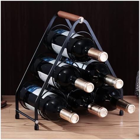 YimiBloss 6-Bottle Tabletop Wine Rack Black Triangle