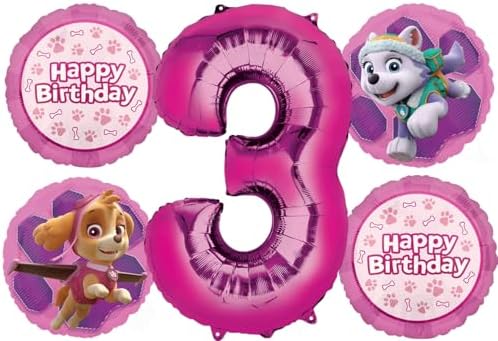 Skye and Everest 3rd Birthday Balloon Bouquet 5ct