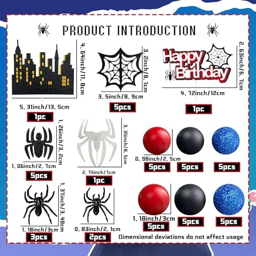 48Pcs Spider Birthday Decoration Set