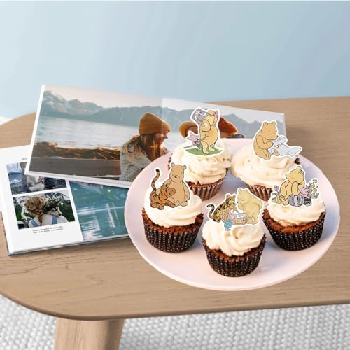 48PCS Winnie Cupcake Toppers - Cute Baby Shower Decor
