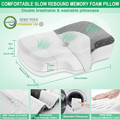 Elviros Cervical Neck Pillow with Adjustable Memory Foam
