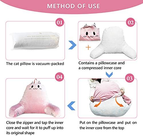 SUNSIDE Kitten Reading Pillow with Memory Foam and Arms