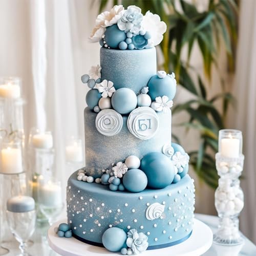 48 Pcs Light Blue Foam Cake Topper Decorations
