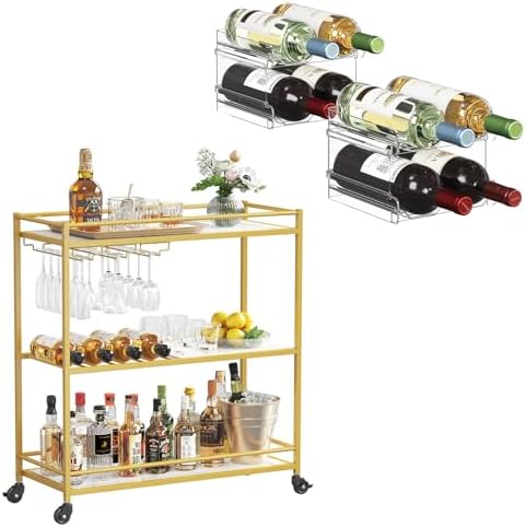 Lifewit 3 Tier Wine Rack with Lockable Wheels