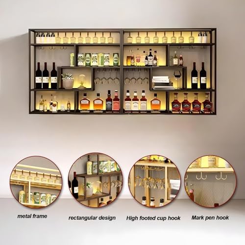 118in Wall Mounted Wine Rack with Glass Holder