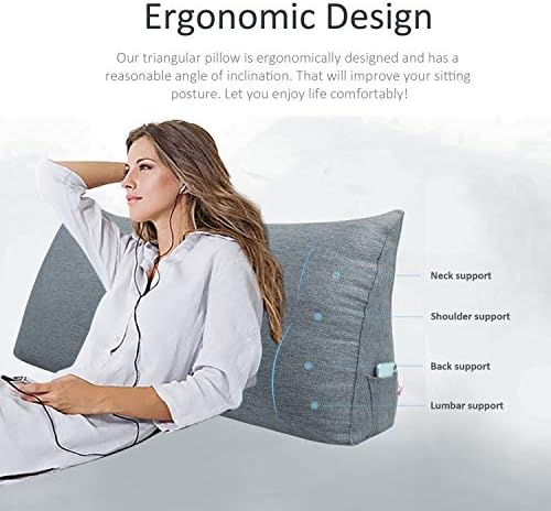 WOWMAX Reading Backrest Pillow No Button Grey Full
