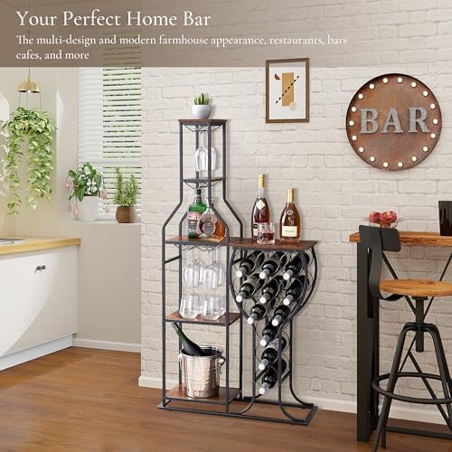 Freestanding Wine Rack 11 Bottles 5 Tier Storage Shelves