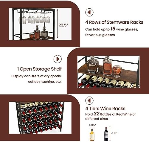 LOKO 4-Tier Freestanding Wine Rack with 32 Bottle Capacity