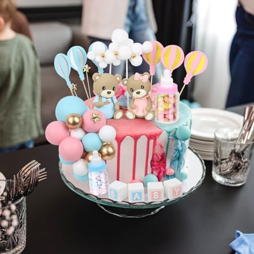 47 PCS Bear Cake Toppers for Gender Reveal Party