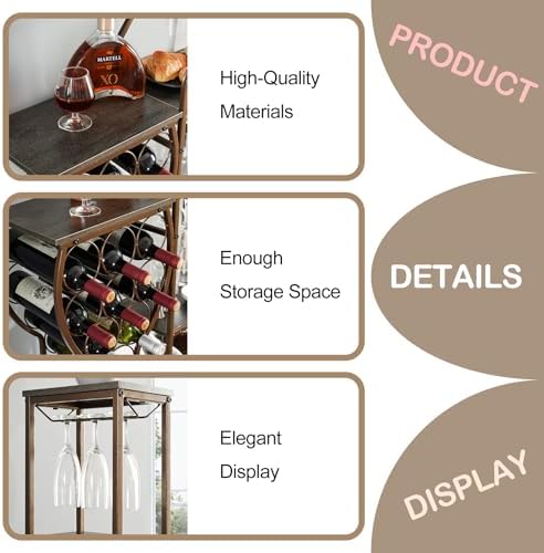 Industrial Wine Rack with 3 Layers for Home Kitchen Living Room