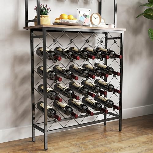 20 Bottle Freestanding Wine Rack with 3-Tier Storage 1