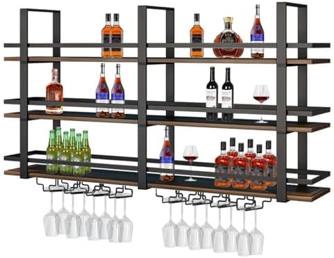 DSVONAUS Wall-Mounted Wine Rack with LED Light 3 Tier
