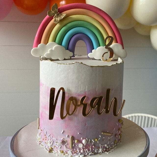 Custom Acrylic Cake Name Plate Personalized Wedding Birthday Decoration