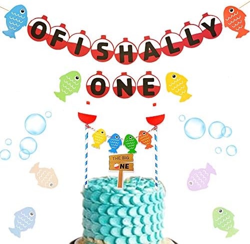 JeVenis One Banner Fishing Party Decoration