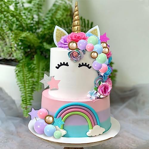 DRWATE 38 PCS Unicorn Cake Toppers Birthday Decorations