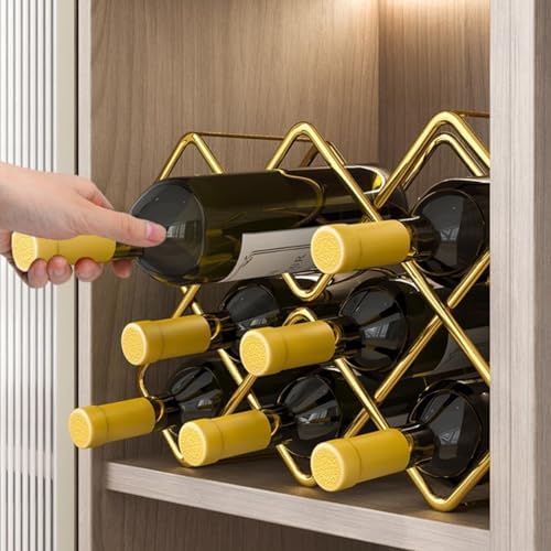 HAWEWE 8-Bottle Freestanding Wine Rack with Geometric Design