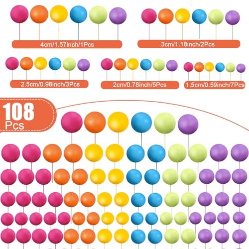 108 Pcs Foam Balloons Cake Topper DIY Decorations