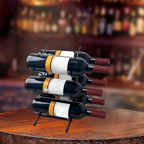 Tabletop Wine Rack - 6 Bottle Capacity Iron Storage
