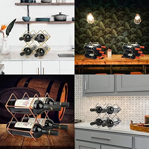 DreamiDeco 6-Bottle Metal Wine Rack Gold