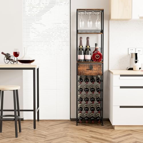 TQVAI 7-Tier Wine Rack Modular Split Design Space-Saving Floor Cabinet