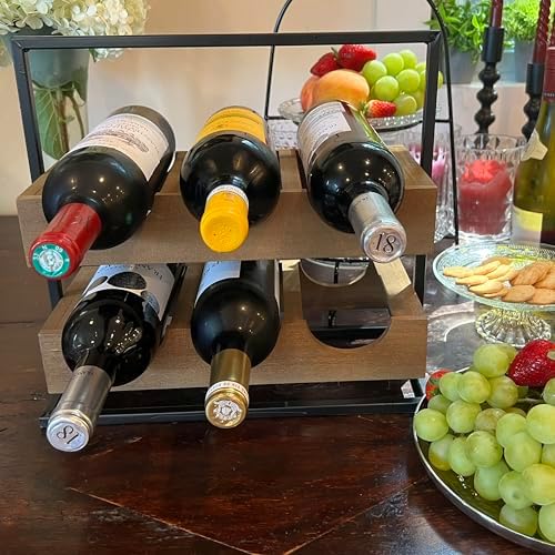 WHW Modern Farmhouse Wine Rack with 6 Bottle Rests