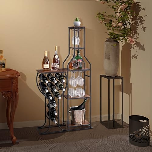 Freestanding Wine Rack 11 Bottles 5 Tier Storage Shelves