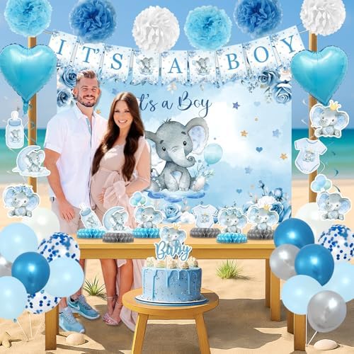 Staraise Blue Elephant Baby Shower Decor Kit
