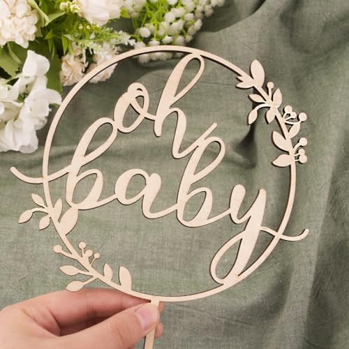 Oh Baby Cake Topper Wood Gender Neutral Boy Girl