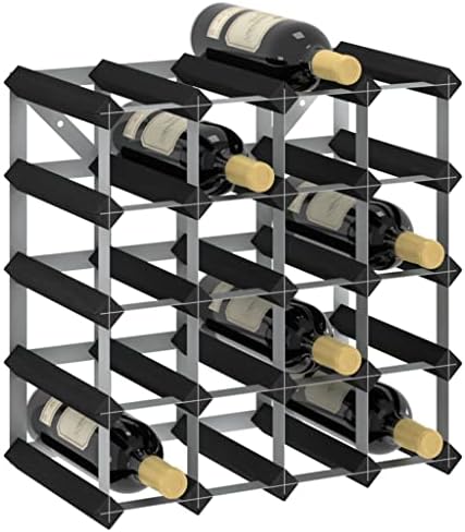 Freestanding Wine Rack for 20 Bottles Black Solid Pine Wood