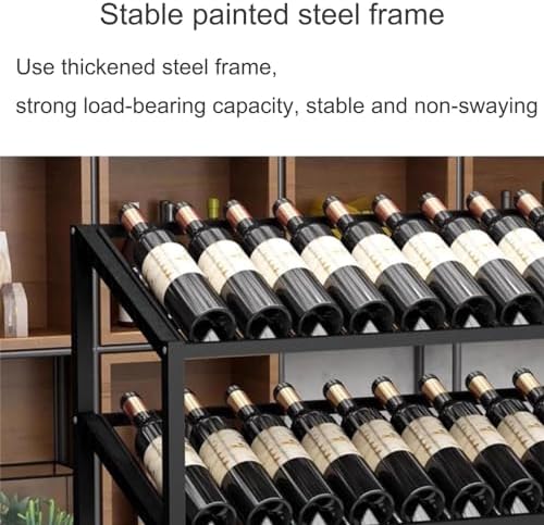 Freestanding Wine Rack with 3 Tier Shelves and Cabinet