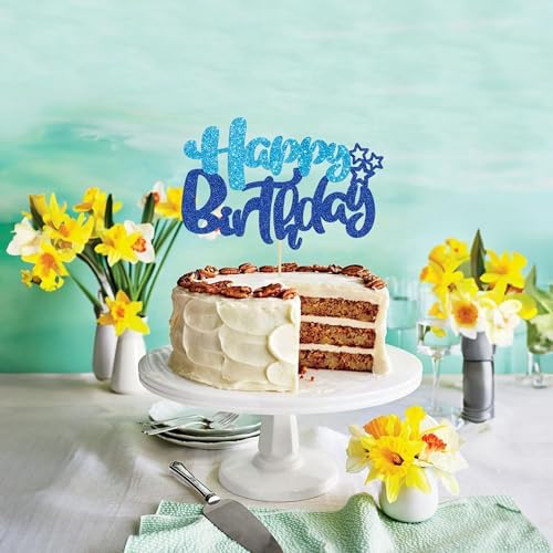 Ephlyn Happy Birthday Cake Topper Glitter Decor
