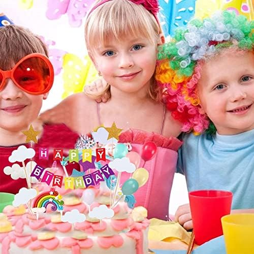 MEMOVAN 15pcs Rainbow Cake Toppers Birthday Decor