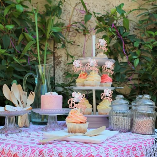 Gyufise 24Pcs Pink Elephant Cupcake Toppers