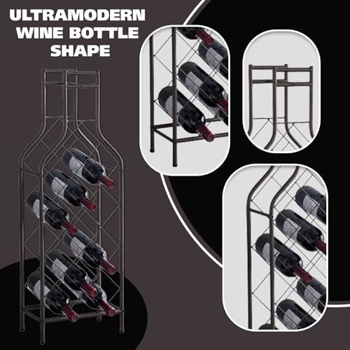 Kings Brand 12-Bottle Freestanding Metal Wine Rack Pewter
